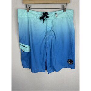 MAUI and Sons Board Shorts Mens M Blue Gradient Surf Swim Trunks
